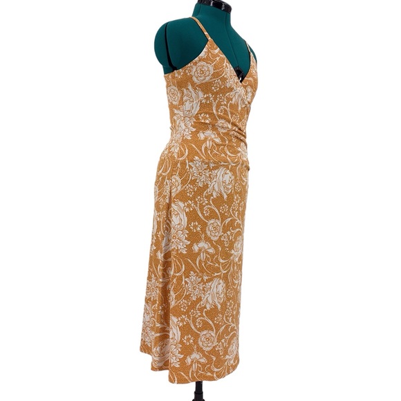 Joie NWT Burnt Orange and Off-White Floral V-Neck Sleeveless Midi Dress, Medium - Picture 12 of 17